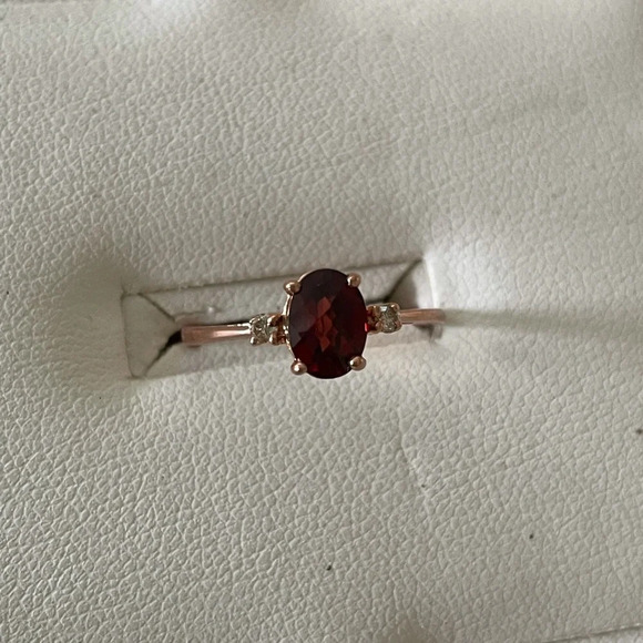 Brand New Garnet and Diamond 10k Rose Gold Ring $418 - Picture 2 of 7